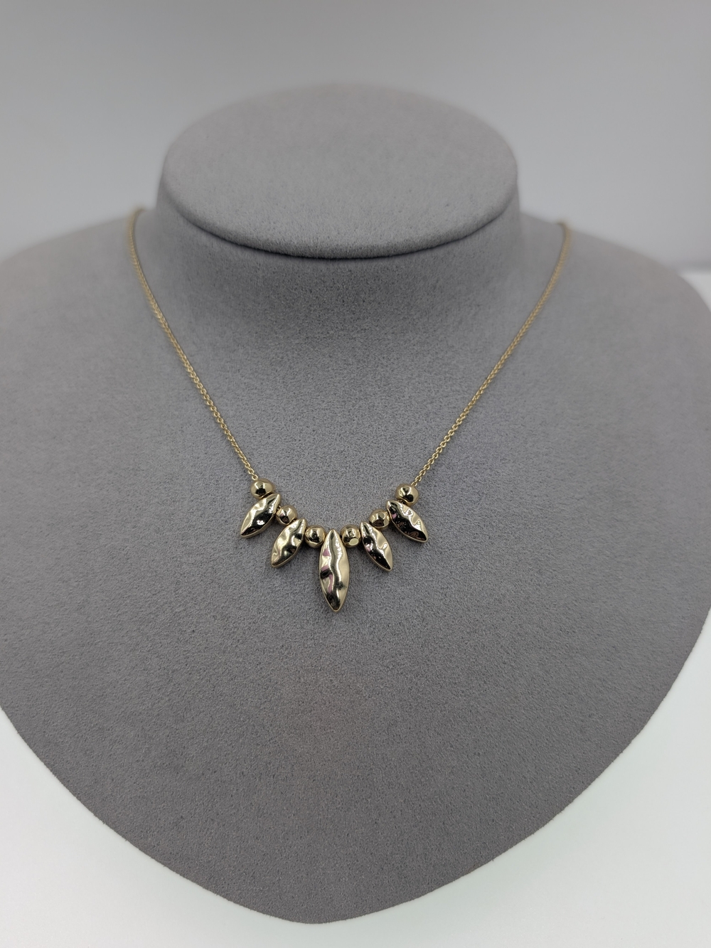 Gorjana Gold Hammered Marquis Bead Fan Bib Necklace 16" - 18" BB89